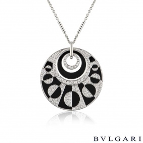 Bvlgari White Gold Diamond & Onyx Intarsio Large Necklace Bvlgari White Gold Diamond & Onyx Intarsio Large Necklace